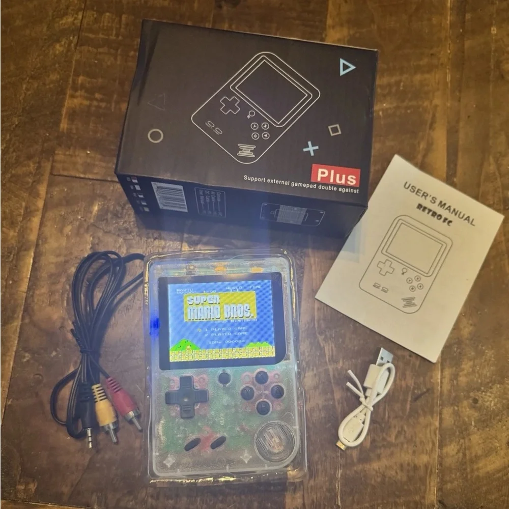Get 2 Retro Handheld Transparent Game Console 400 games can connect to TV